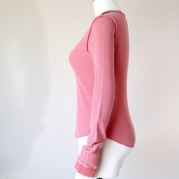 Vintage Lucky Brand cotton ribbed knit thermal top in waffle weave - Picture 5 of 9